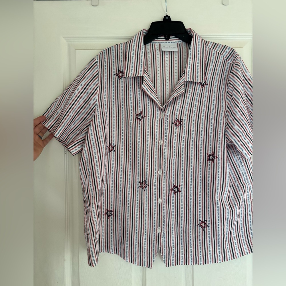 Red white and blue star button up